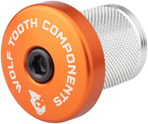 Wolf Tooth Compression Plug with Integrated Spacer Stem Cap Orange