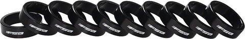 FSA Bag of 10 11/8x10mm Headset Spacers Black Alloy with Logo