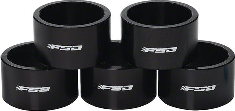 FSA 11/8x20mm Headset Spacers Black Alloy with Logo Bag of 5