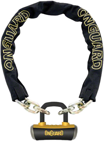 OnGuard Mastiff Chain Lock with Keys 3.7' x 10mm Black/Yellow