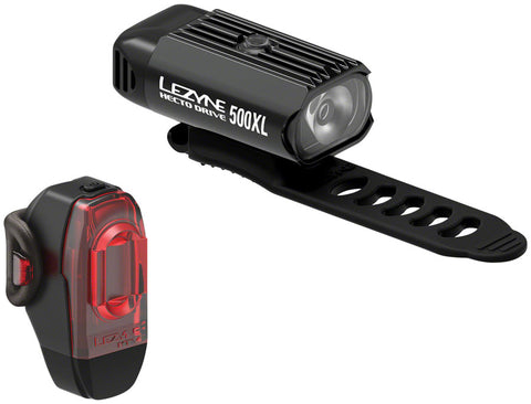 Lezyne Hecto 500 XL and KTV Headlight and Taillight Set Black