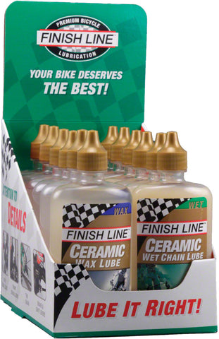 Finish Line Wet and Ceramic Wax Bike Chain Lube 4 fl oz Drip Box of 12