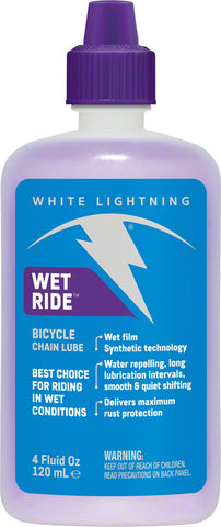 White Lightning Wet Ride Bike Chain Lube 4 fl oz Drip
