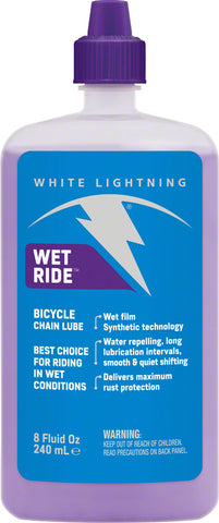 White Lightning Wet Ride Bike Chain Lube 8 fl oz Drip