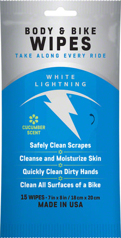 White Lightning Body and Bike Wipes Pack of 15