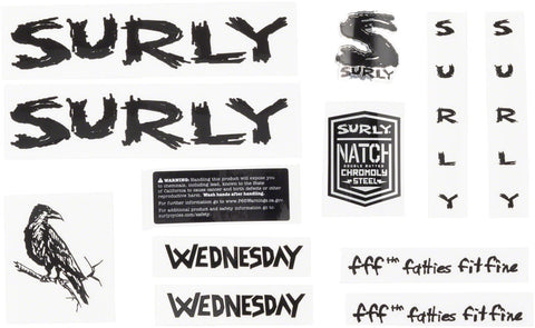 Surly Wednesday Frame Decal Set Black with Crow