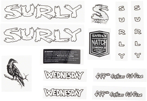 Surly Wednesday Frame Decal Set White with Crow
