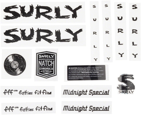 Surly Midnight Special Frame Decal Set Black with Record