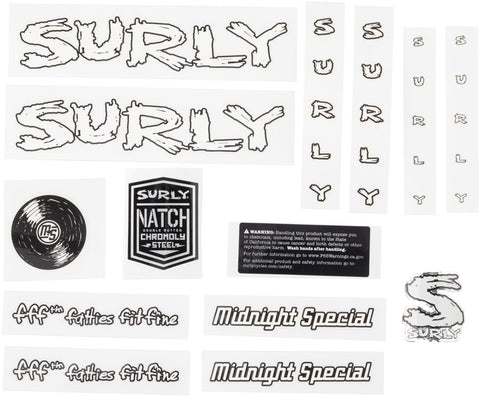 Surly Midnight Special Frame Decal Set White with Record