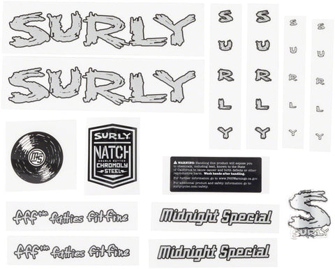 Surly Midnight Special Frame Decal Set Silver