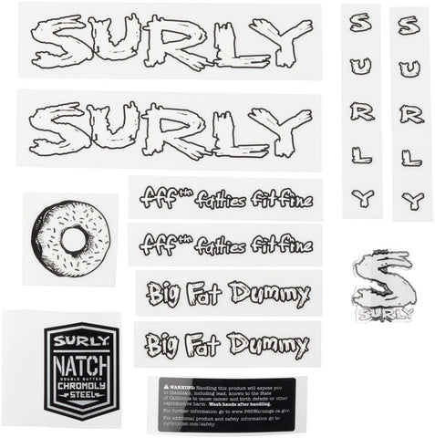 Surly Big Fat Dummy Frame Decal Set White