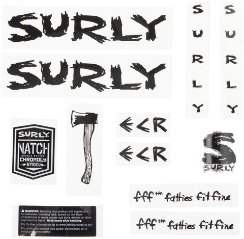 Surly ECR Frame Decal Set Black with Axe