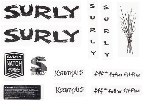 Surly Krampus Frame Decal Set Black with Sticks