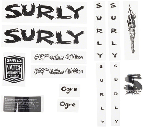 Surly Ogre Frame Decal Set Black with Torch