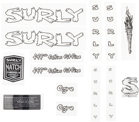 Surly Ogre Frame Decal Set White with Torch