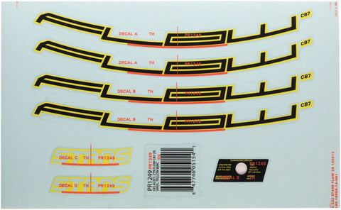 Stan's No Tubes Flow CB7 Rim Decal 27.5 Yellow Set