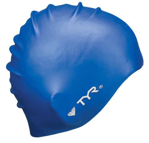 TYR WrinkleFree Silicon Swim Cap Blue