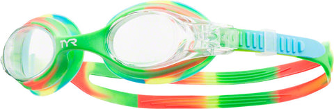 TYR Swimple Kids Tie Dye Goggle GreenOrange Frame/Clear Lens