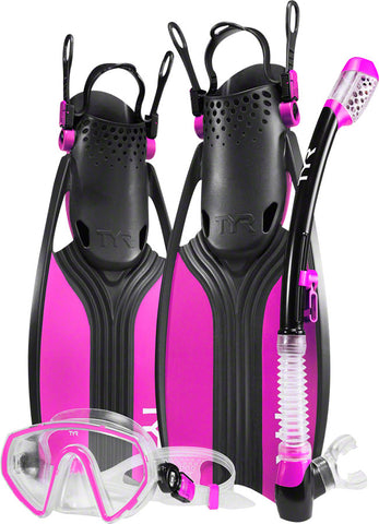 TYR Voyager WoMen's Mask and Snorkel Fin Set Pink/Black