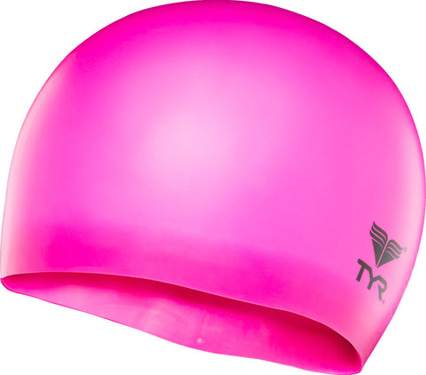 TYR WrinkleFree Silicon Junior Swim Cap Fluorescent Pink
