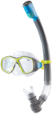 TYR Recreational Mask Snorkel Set - Junior Yellow/Grey/Blue