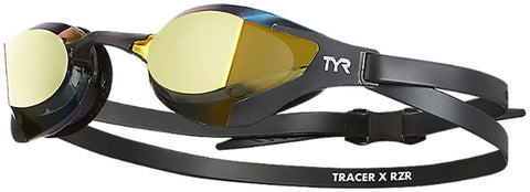 TYR Tracer X RZR Mirrored Adult Swim Goggles - Black/Black Gold Mirror Lens