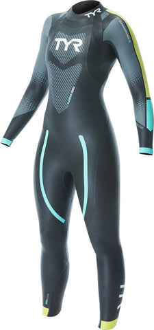 TYR Hurricane Cat 2 Wetsuit - Black/Yellow/Turquoise Women's Medium/Large