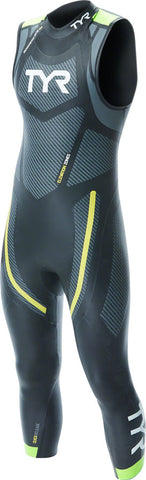 TYR Hurricane Cat 5 Sleeveless Wetsuit - Black/Green/Yellow Men's Medium