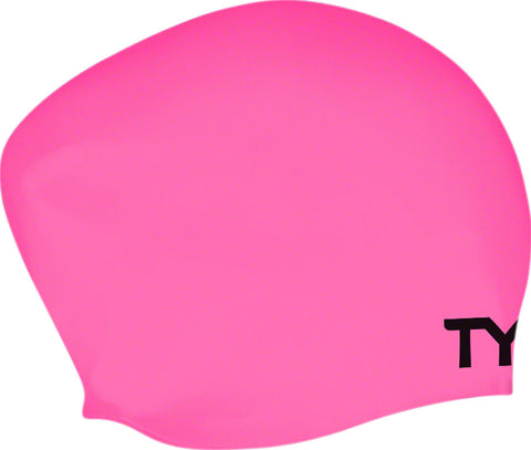 TYR Long Hair Silicon Swim Cap Pink