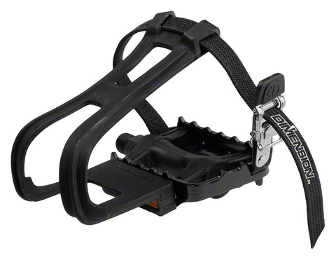 Dimension Sport Combo Pedals/Toe Clip Combo Plastic 9/16 Black