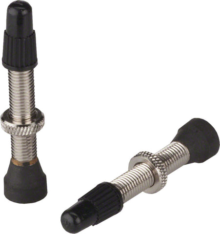 WHISKY No.7 Brass Tubeless Valves Pair 40mm Silver