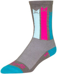 SockGuy Crew Felines Socks 6 inch GRAY/Pink/Teal