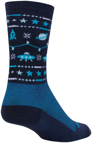 SockGuy Wool Ugly Sweater Blue Crew Socks 6 inch Blue