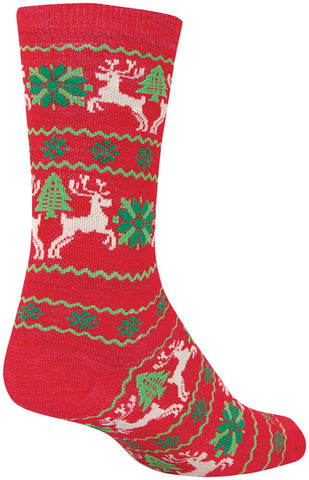 SockGuy Wool Ugly Sweater Red Crew Socks 6 inch Red/Green