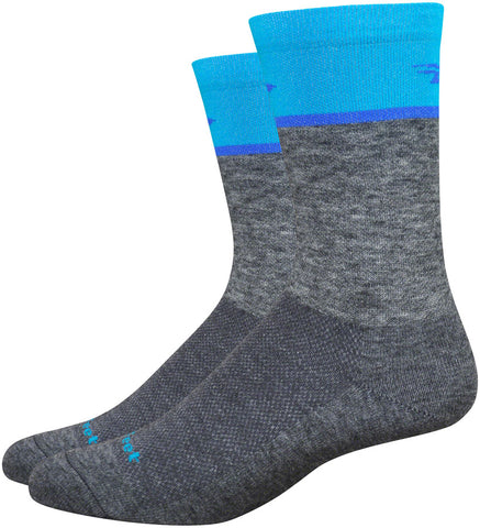 DeFeet Wooleator Comp Team DeFeet Socks 6 inch Gravel GRAY/Process Blue X