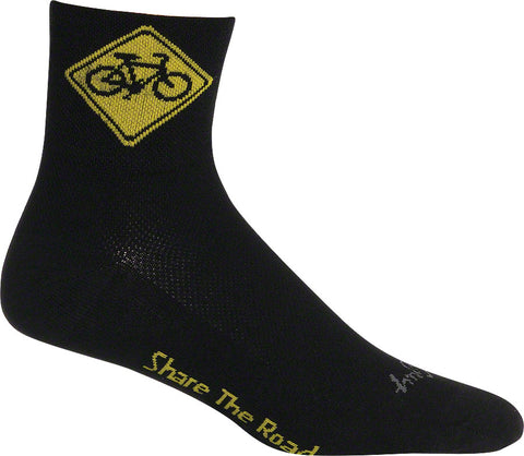 SockGuy Classic Share the Road Socks 3 inch Black