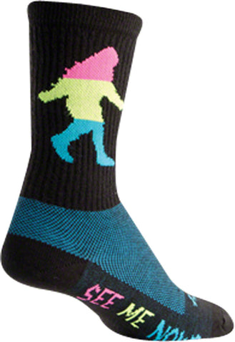 SockGuy Wool Neon Sasquatch Socks 6 inch Black