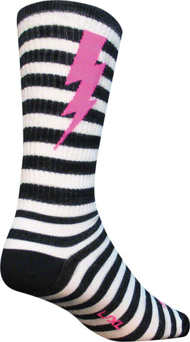 SockGuy Wool Lightning Socks 8 inch Black/White