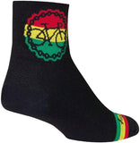 SockGuy Classic Rasta Ride Socks 3 inch Black/Rasta