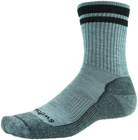 Swiftwick Pursuit Hike Six Light Cushion Wool Socks 6 inch Coal Stripe