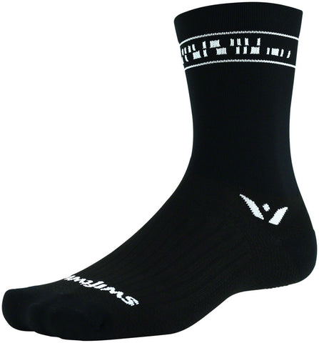 Swiftwick Vision Six Code Socks 6 inch Black White