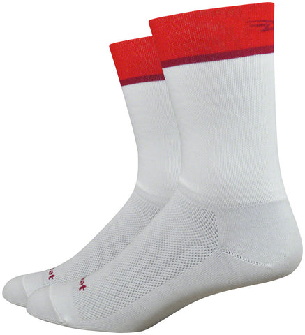 DeFeet Aireator Team Socks - 6 inch White/Red Large