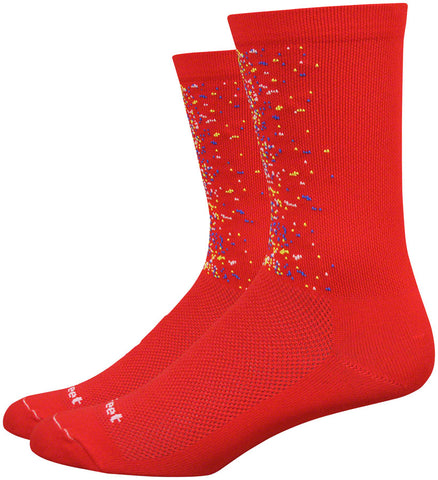 DeFeet Aireator Barnstormer Splatter Socks 6 inch Red/MultiColor