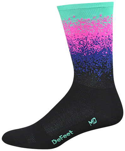 DeFeet Aireator Ombre Socks - 6 inch Black/Blue/Pink/Celeste Large