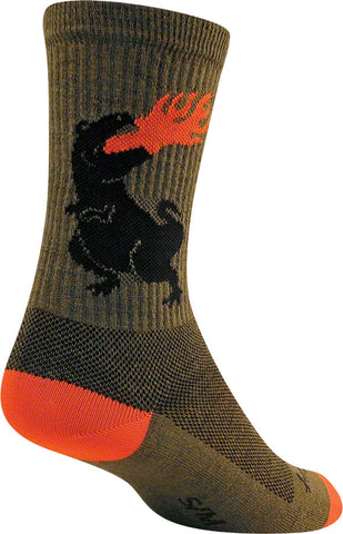 SockGuy Dinosaur Wool Socks 6 inch Green