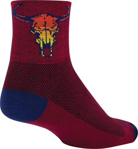 SockGuy Classic Desert Skull Socks 3 inch Red