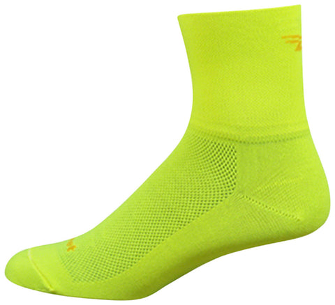 DeFeet Aireator D-Logo Socks - 3 inch Hi-Vis Yellow Large