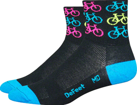 DeFeet Aireator Cool Bikes Socks - 3 inch Blue/Black Medium