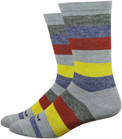 DeFeet Mondo Wool Comp Lead Socks - 7 inch Gray/Red/Yellow Small