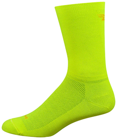 DeFeet Aireator D-Logo Double Cuff Socks - 6 inch Hi-Vis Yellow Medium